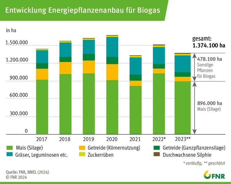 Entwicklung Energiepflanzenanbau für Biogas, Quelle FNR